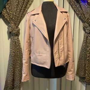 Woman’s pink leather coat size medium